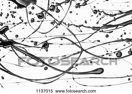 Stock Photography - Splattered black paint making a complex abstract pattern on a white surface. Fotosearch