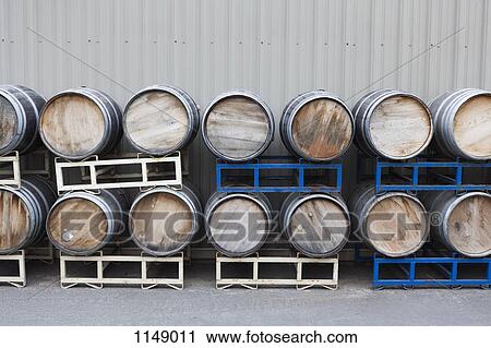 Stacked wine barrels at a winery View Large Photo Image Stock Image - Stacked wine barrels at a winery. Fotosearch