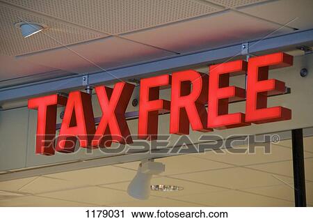 Stock Image - Tax free sign at airport. Fotosearch