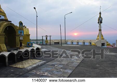 Stock Photo - The monastery on top of Mount Zwegabin, Hpa-An, Burma. Fotosearch