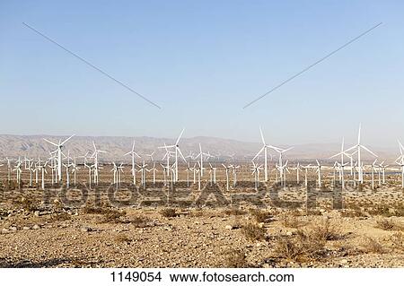 Wind turbines in a desert landscape View Large Photo Image Picture - Wind turbines in a desert landscape. Fotosearch