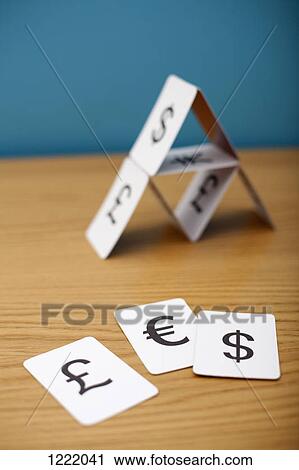 A house of cards of various currency View Large Photo Image Stock Image - A house of cards of various currency. Fotosearch