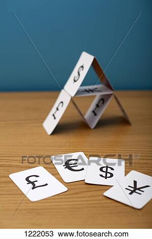A house of cards of various currency View Large Photo Image Stock Image - A house of cards of various currency. Fotosearch