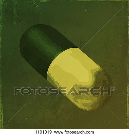 Stock Photo - A painting of a capsule pill. Fotosearch