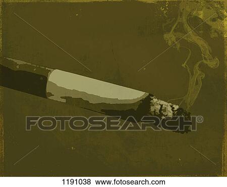 Stock Photo - A painting of a smoking cigarette. Fotosearch