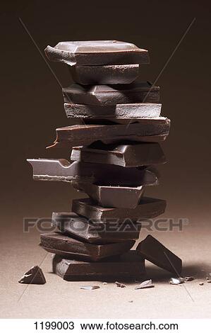 Stock Image - A stack of dark chocolate. Fotosearch