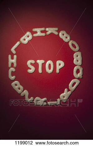 Stock Image - A STOP sign arranged in Russian bread cookies. Fotosearch