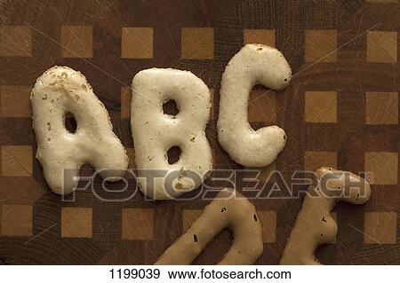 Stock Photo - ABC DE arranged in Russian bread cookies. Fotosearch