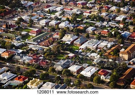 Stock Image - Aerial view of a suburb. Fotosearch