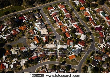 Stock Photo - Aerial view of a suburb. Fotosearch