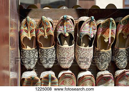 Arabian slippers for sale in the Bur Dubai Souk (market) in Dubai View Large Photo Image Stock Photo - Arabian slippers for sale in the Bur Dubai Souk (market) in Dubai. Fotosearch