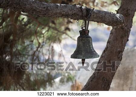 Bell hanging from tree View Large Photo Image Stock Image - Bell hanging from tree. Fotosearch