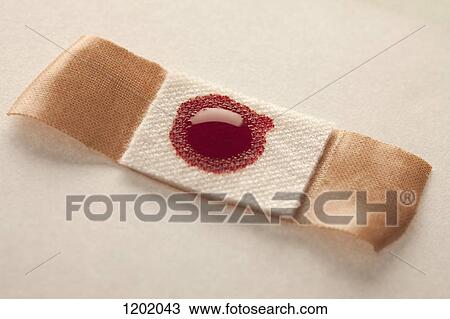 Stock Image - Blood stain on plaster. Fotosearch