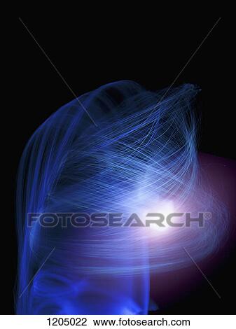 Blue and purple light trails creating fine line abstract spirals on black background View Large Photo Image Stock Image - Blue and purple light trails creating fine line abstract spirals on black background. Fotosearch