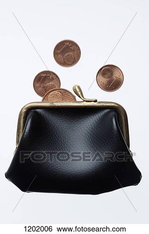 Coins falling into purse View Large Photo Image Stock Photograph - Coins falling into purse. Fotosearch