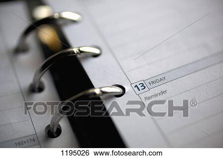 Detail of a diary opened on Friday the 13th View Large Photo Image Stock Photograph - Detail of a diary opened on Friday the 13th. Fotosearch