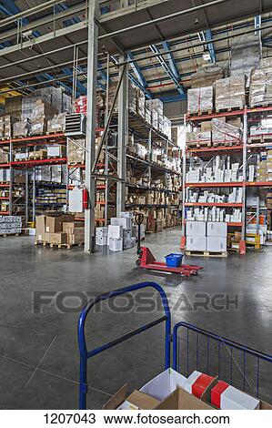 Empty basket on hand pallet truck in warehouse View Large Photo Image Stock Image - Empty basket on hand pallet truck in warehouse. Fotosearch