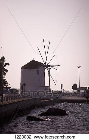 Greek windmill by sea View Large Photo Image Stock Image - Greek windmill by sea. Fotosearch