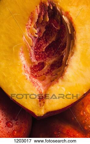 Half of a juicy peach resting on two uncut peaches, full frame View Large Photo Image Stock Photo - Half of a juicy peach resting on two uncut peaches, full frame. Fotosearch