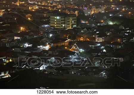 Picture - House and residential structures of Jakarta, Indonesia, high angle view. Fotosearch