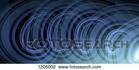 Stock Image - Light trails creating an abstract blue spiral pattern on a black background. Fotosearch