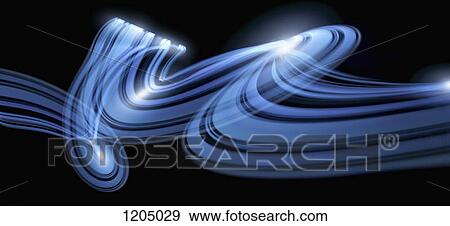 Stock Photo - Light trails creating an abstract blue swirling pattern on a black background. Fotosearch