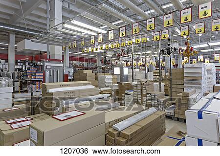 Packaged warehouse store goods View Large Photo Image Stock Photograph - Packaged warehouse store goods. Fotosearch