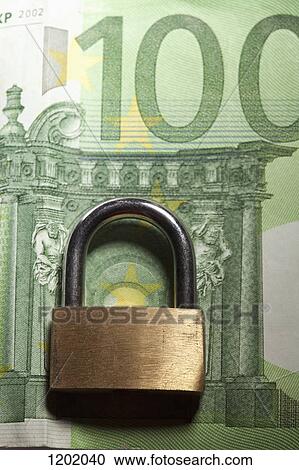 Padlock over image of building on 100 euro note View Large Photo Image Stock Image - Padlock over image of building on 100 euro note. Fotosearch