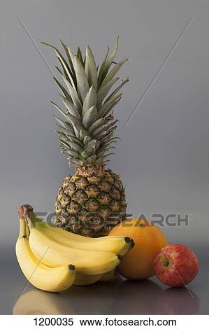 Pineapple, bananas, orange and apple View Large Photo Image Stock Photography - Pineapple, bananas, orange and apple. Fotosearch
