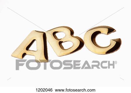 The letters 'ABC' in gold lettering View Large Photo Image Stock Photograph - The letters 'ABC' in gold lettering. Fotosearch
