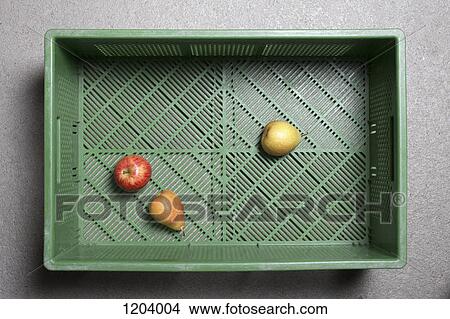 Three pieces of fruit in a plastic shopping basket View Large Photo Image Picture - Three pieces of fruit in a plastic shopping basket. Fotosearch