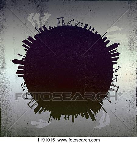 Stock Photograph - Various industries side by side circling the world. Fotosearch