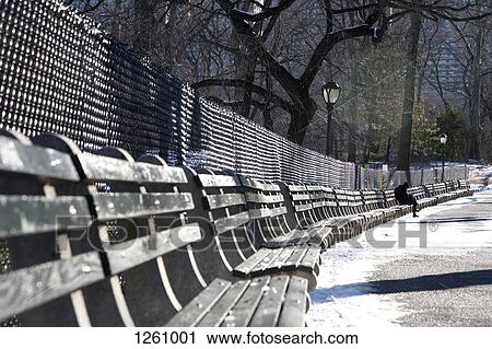 A distant person sitting on one of many park benches in a park in winter View Large Photo Image Stock Image - A distant person sitting on one of many park benches in a park in winter. Fotosearch