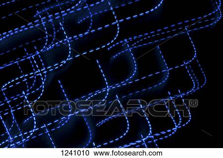 Stock Image - Blue illuminated dashed lines. Fotosearch