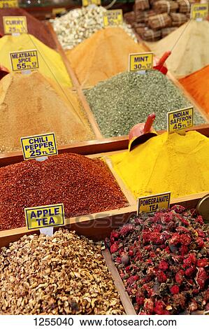 Detail of herbs and spices at a market View Large Photo Image Stock Image - Detail of herbs and spices at a market. Fotosearch