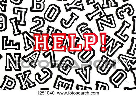 Red outlined varsity font stickers spelling Help! on top of black outlined letters View Large Photo Image Stock Image - Red outlined varsity font stickers spelling Help! on top of black outlined letters. Fotosearch