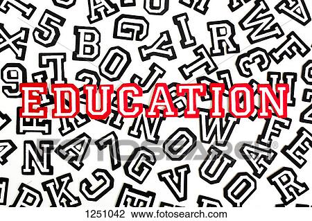 Red outlined varsity font stickers spelling Education on top of black outlined letters View Large Photo Image Stock Image - Red outlined varsity font stickers spelling Education on top of black outlined letters. Fotosearch