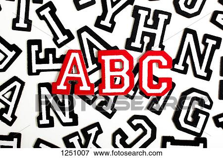 Red outlined varsity font stickers spelling ABC on top of black outlined letters View Large Photo Image Stock Photo - Red outlined varsity font stickers spelling ABC on top of black outlined letters. Fotosearch