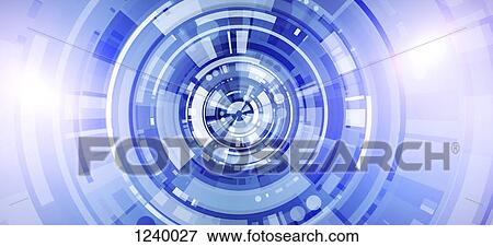 Stock Photo - Segmented shapes between a diminishing perspective of concentric circles. Fotosearch