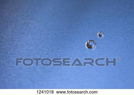 Stock Photo - Two water drops on a blue background. Fotosearch