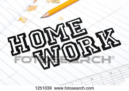 Varsity font stickers spelling out Homework atop a lined paper notebook with ruler and pencil View Large Photo Image Stock Photo - Varsity font stickers spelling out Homework atop a lined paper notebook with ruler and pencil. Fotosearch