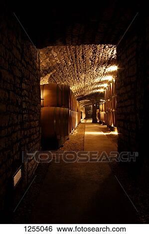View down the corridor of a wine cellar View Large Photo Image Stock Photograph - View down the corridor of a wine cellar. Fotosearch