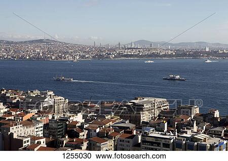 Stock Image - View from Galata Tower over the sea, Istanbul, Turkey. Fotosearch