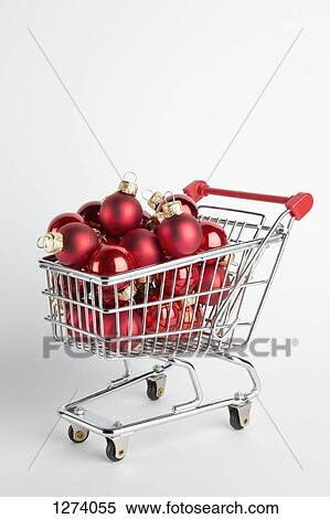 A shopping cart full of red ball holiday ornaments View Large Photo Image Stock Photography - A shopping cart full of red ball holiday ornaments. Fotosearch
