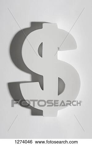 Stock Photograph - A white block dollar sign, close-up. Fotosearch