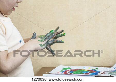 Child finger painting View Large Photo Image Stock Photograph - Child finger painting. Fotosearch