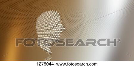 Graphic of a man in profile against a background of colored light View Large Photo Image Picture - Graphic of a man in profile against a background of colored light. Fotosearch