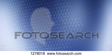 Graphic of a man in profile against a background of question marks View Large Photo Image Stock Photo - Graphic of a man in profile against a background of question marks. Fotosearch