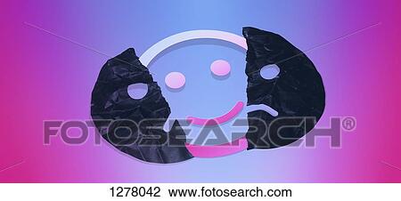 Graphic of a smiley face behind a torn sad face View Large Photo Image Stock Image - Graphic of a smiley face behind a torn sad face. Fotosearch