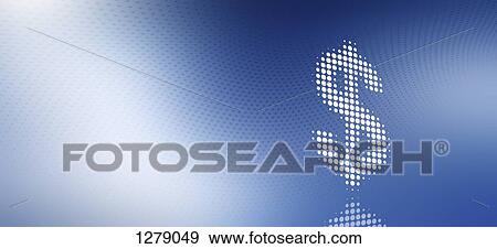 Reflected dollar sign against diminishing dot patterned background View Large Photo Image Stock Photo - Reflected dollar sign against diminishing dot patterned background. Fotosearch